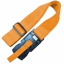 Luggage strap with built-in digital scale and combination lock