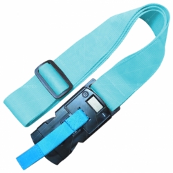 Luggage strap with built-in digital scale and combination lock